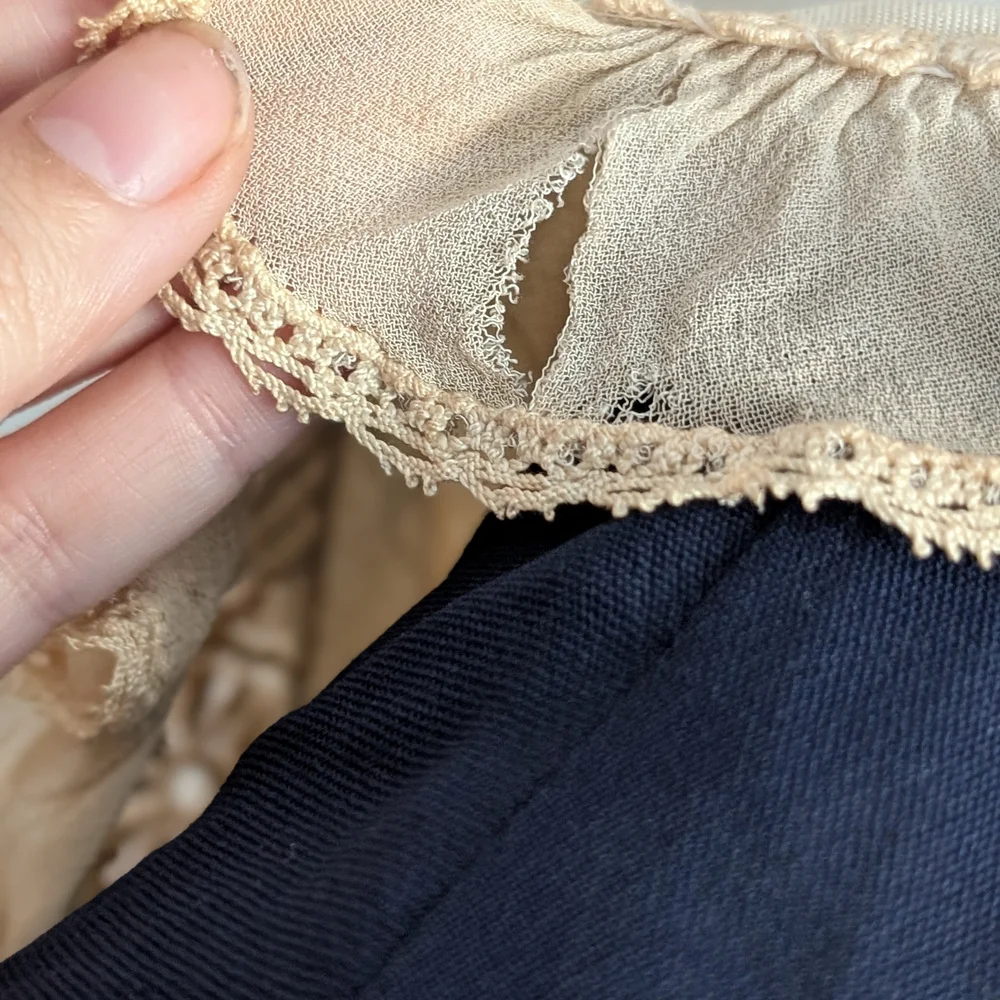 Vintage Navy Dress with Cream Lace Accents - Picture 10 of 15